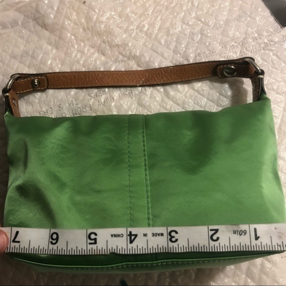 Coach vintage y2k green satin mini bag leather trim - Picture 3 of 13